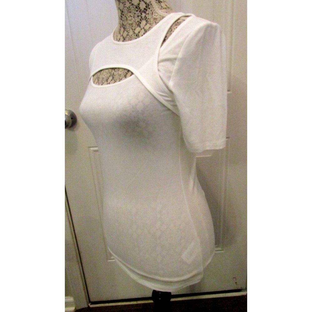 Marcella Tee NWT Top Off White Bowen Cutout Retail $102 Womens Size S - Picture 5 of 12